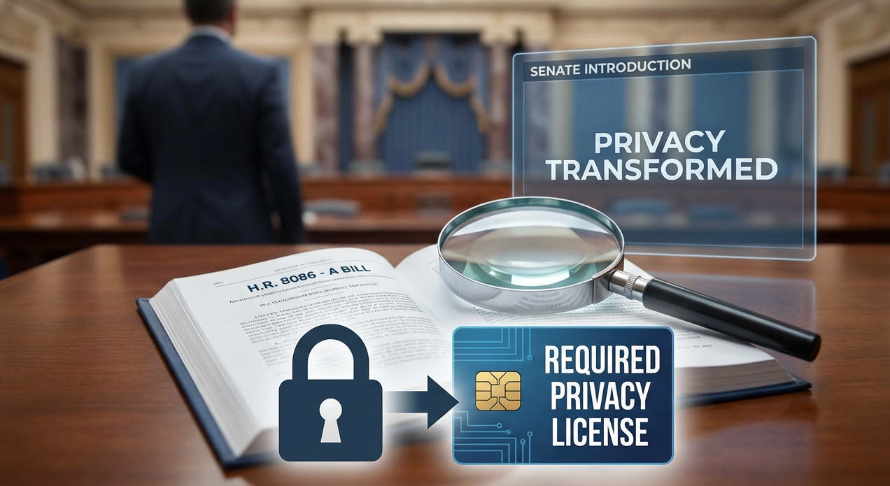 H.R. 8086 introduced in the Senate, transforming the right of privacy into a required license